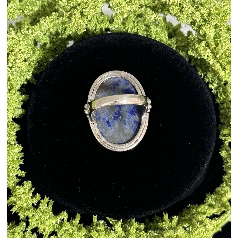 Sterling Silver Chunky Oval Lapis Lazuli Ring Size 6.5 - Picture 6 of 7